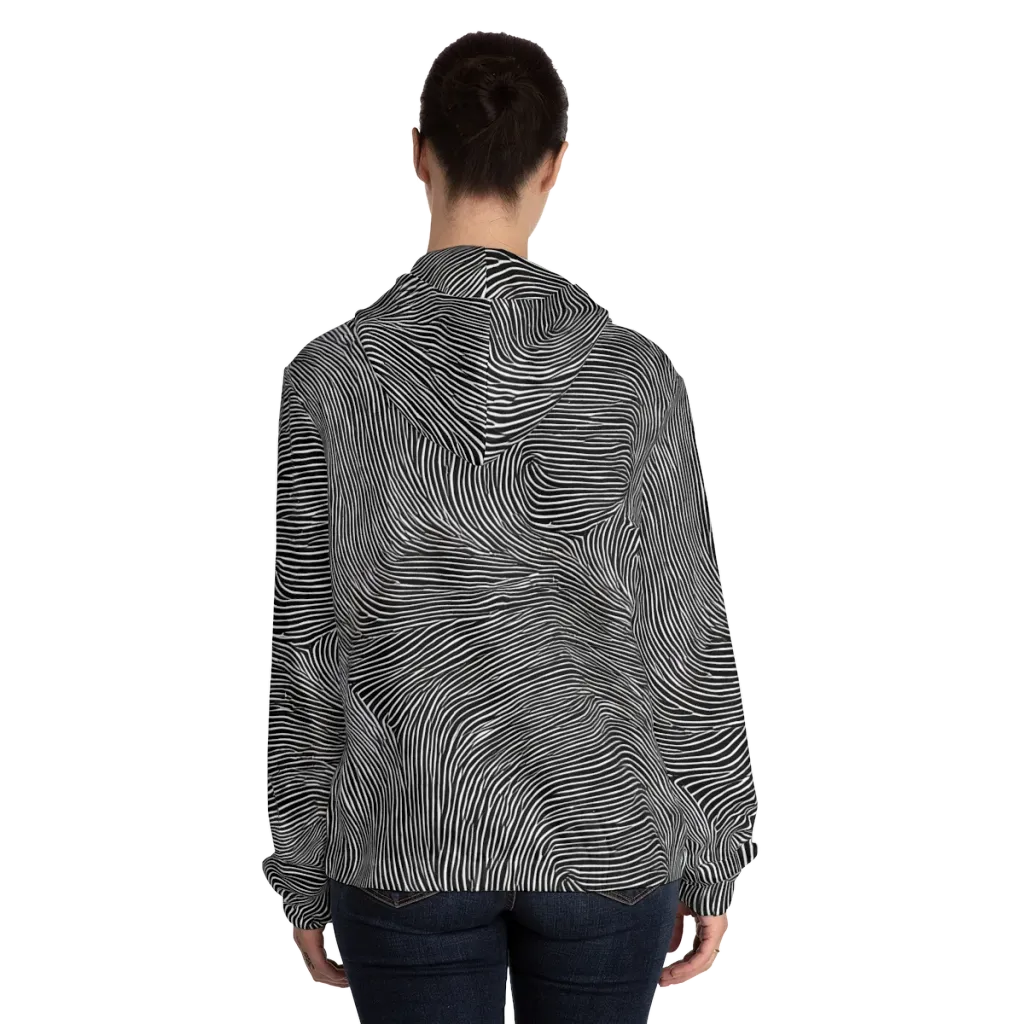 Ink Ripple on Women's Full-Zip Hoodie — Back On Person