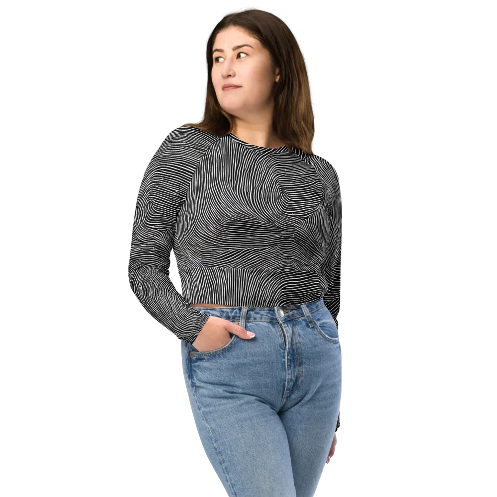 Ink Ripple on Long Sleeve Crop Top — Front