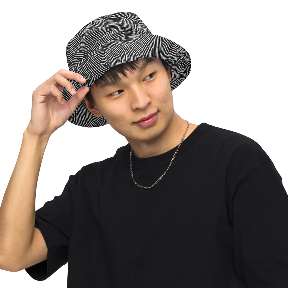 Ink Ripple on Reversible Bucket Hat — Front Inside