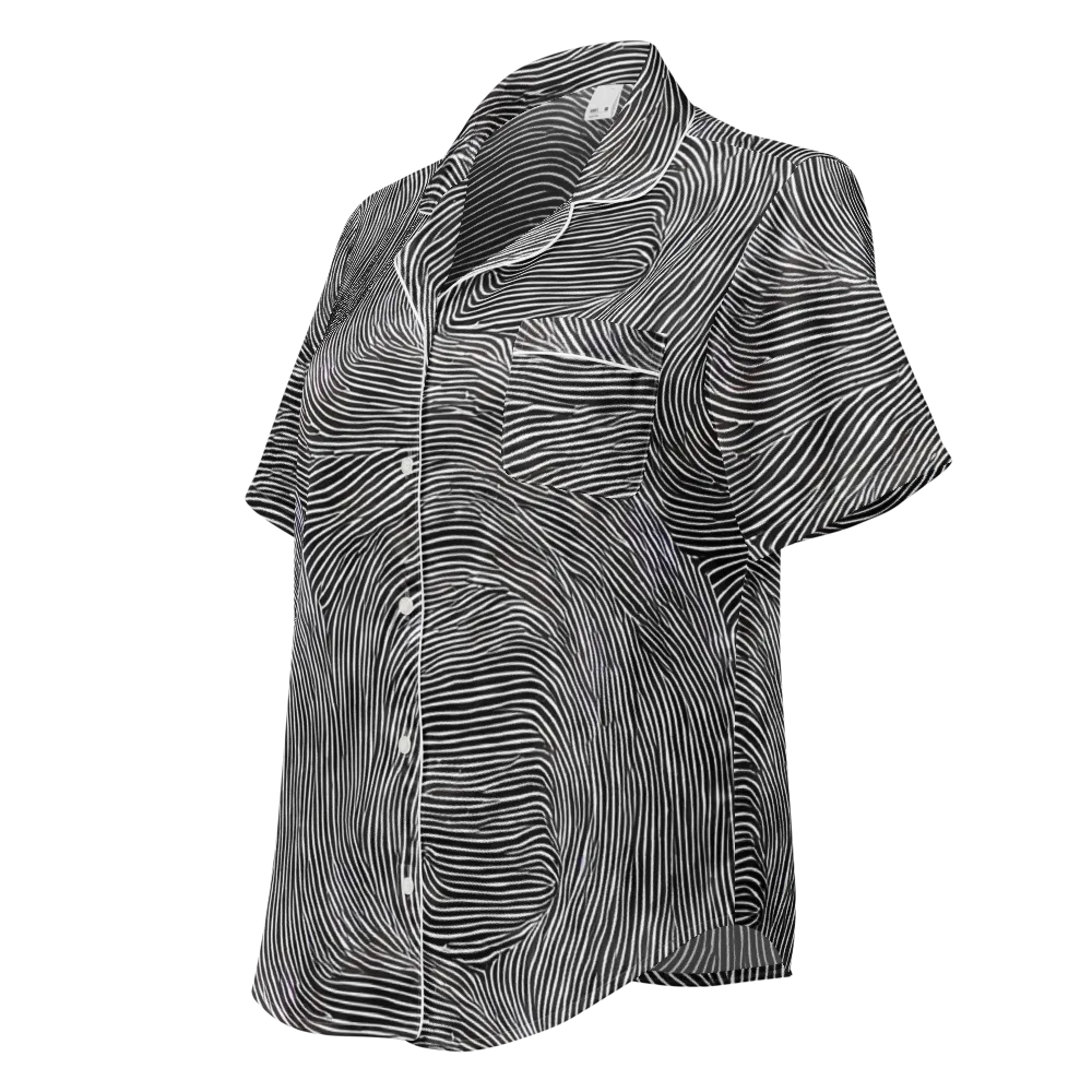 Ink Ripple on Women's Short Sleeve Pajama Top — Left Front
