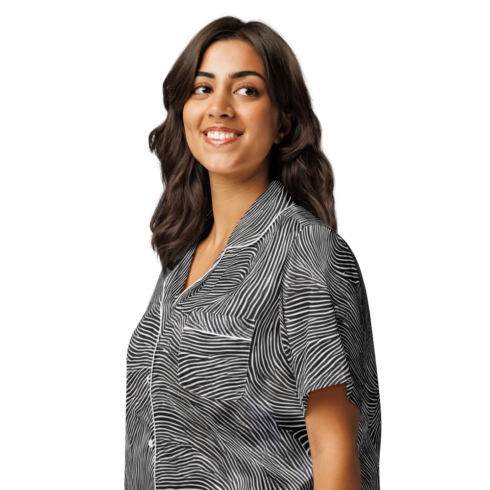 Ink Ripple on Women's Short Sleeve Pajama Top — Left Front