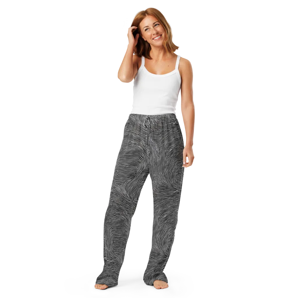 Ink Ripple on Women's Pajama Pants — Front