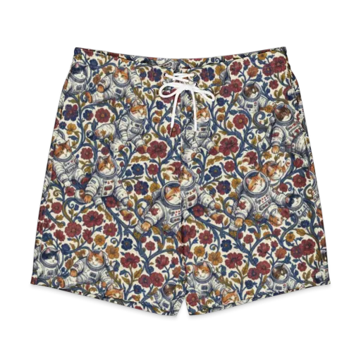 Cosmic Cat Garden on a Men's Board Shorts
