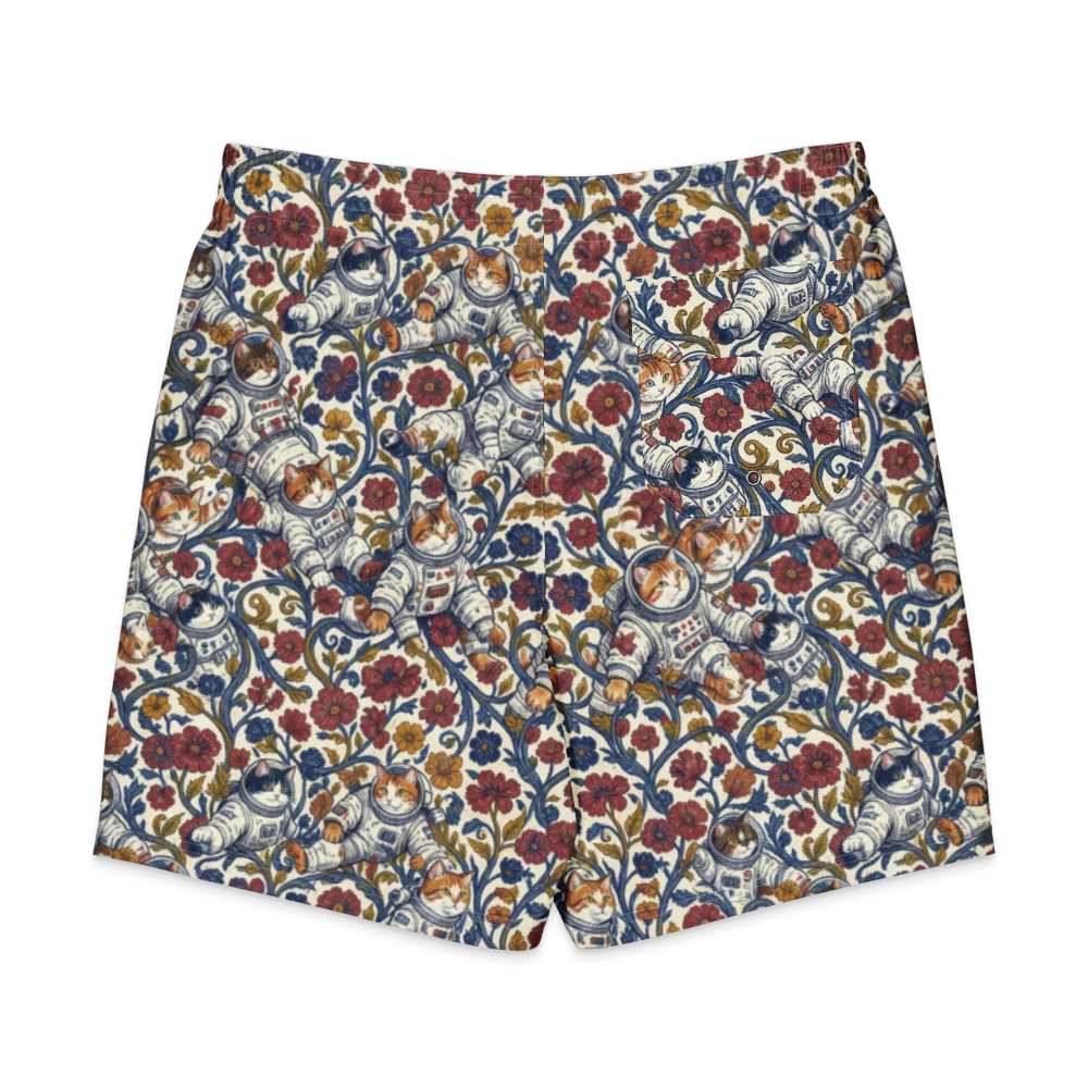 Cosmic Cat Garden on Men's Board Shorts — Back