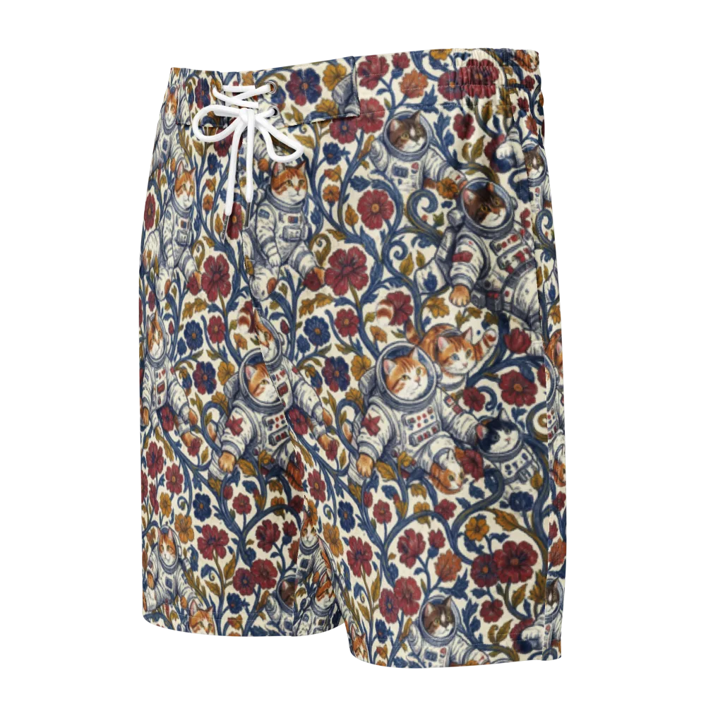 Cosmic Cat Garden on Men's Board Shorts — Front