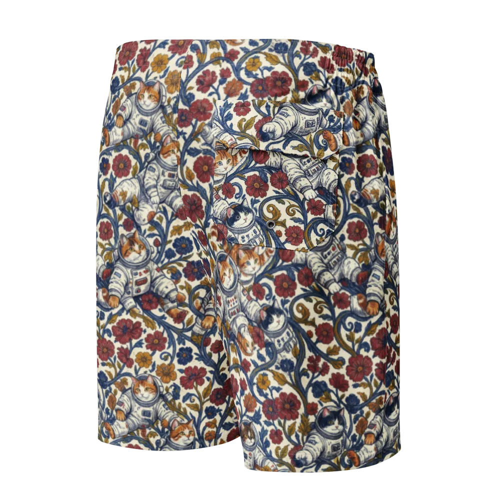 Cosmic Cat Garden on Men's Board Shorts — Back
