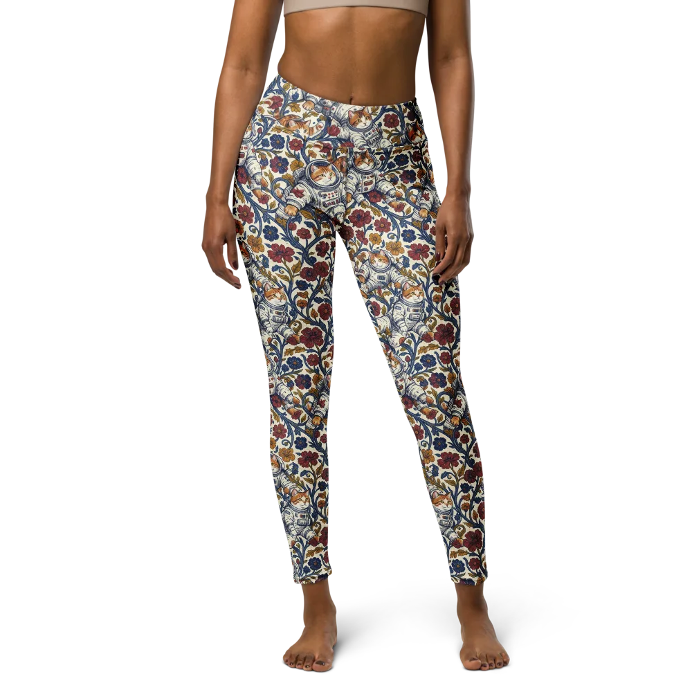 Cosmic Cat Garden on Yoga Leggings — Front