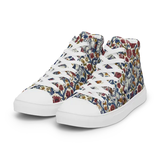 Cosmic Cat Garden on a Women's High Top Canvas Shoes