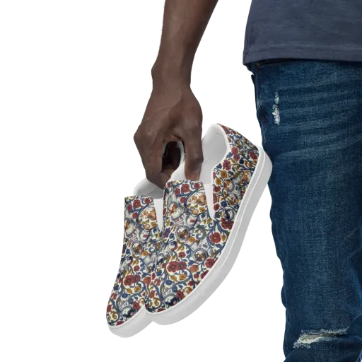 Cosmic Cat Garden on a Men's Slip-On Canvas Shoes