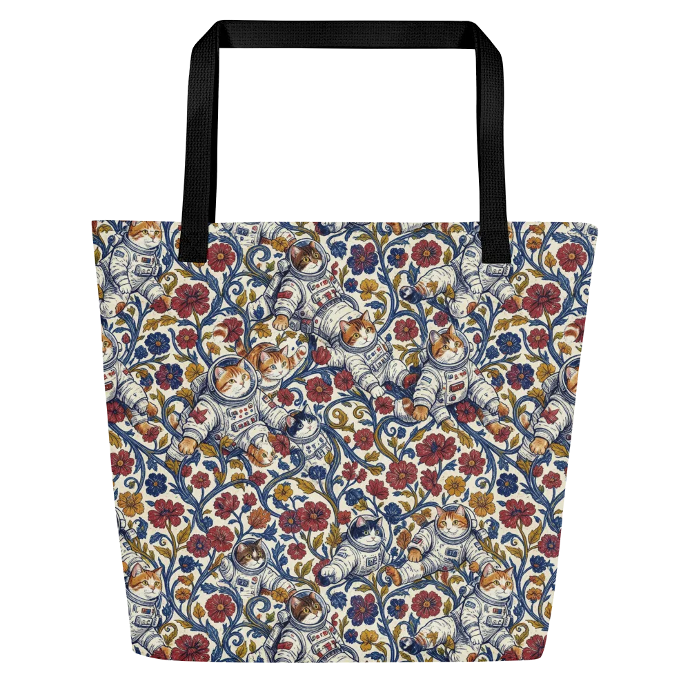 Cosmic Cat Garden on Large Tote Bag W/ Pocket — Front