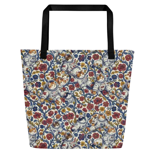 Cosmic Cat Garden on a Large Tote Bag W/ Pocket
