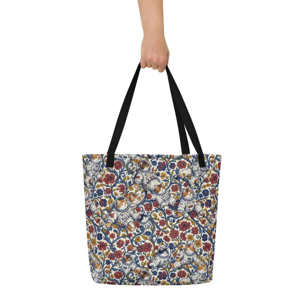 Cosmic Cat Garden on Large Tote Bag W/ Pocket — Front