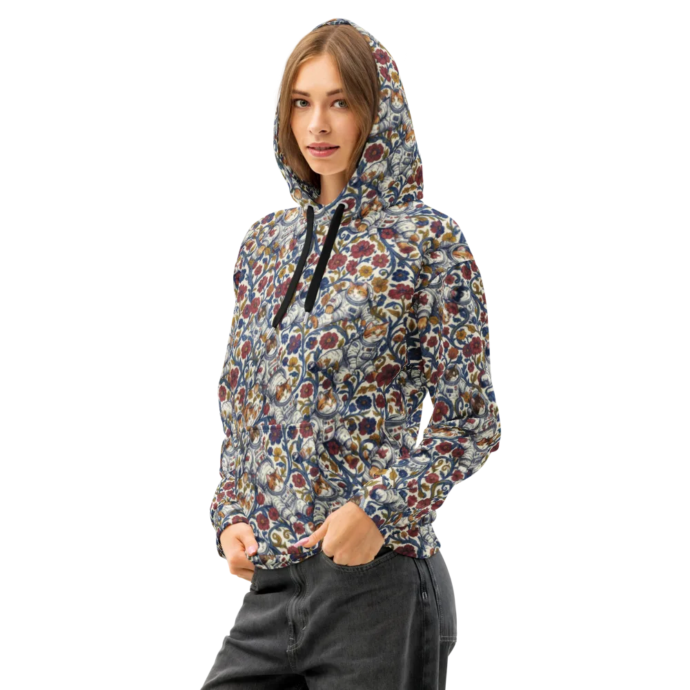 Cosmic Cat Garden on Cotton Hoodie — Left Front