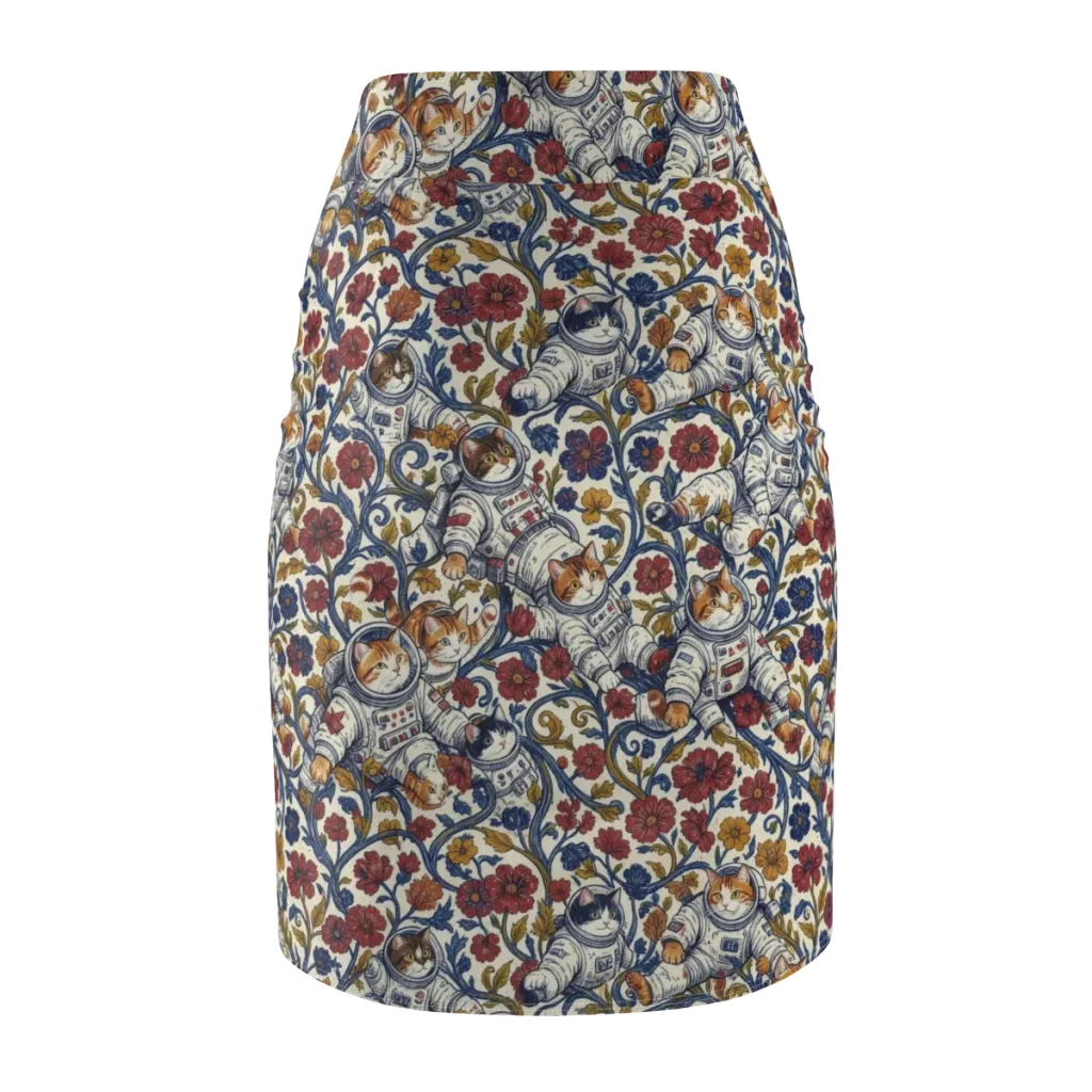 Cosmic Cat Garden on Pencil Skirt — Back