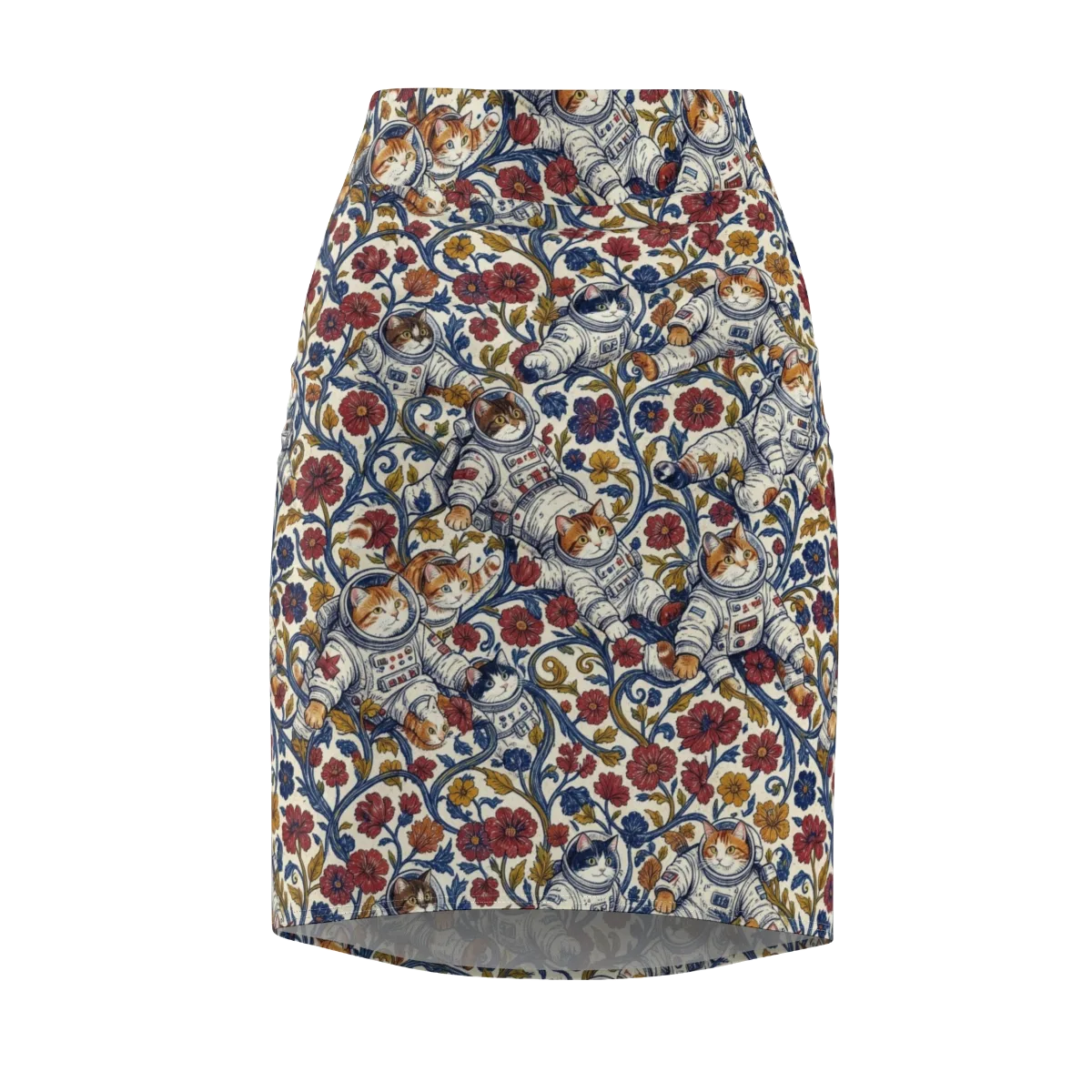 Cosmic Cat Garden on Pencil Skirt — Front