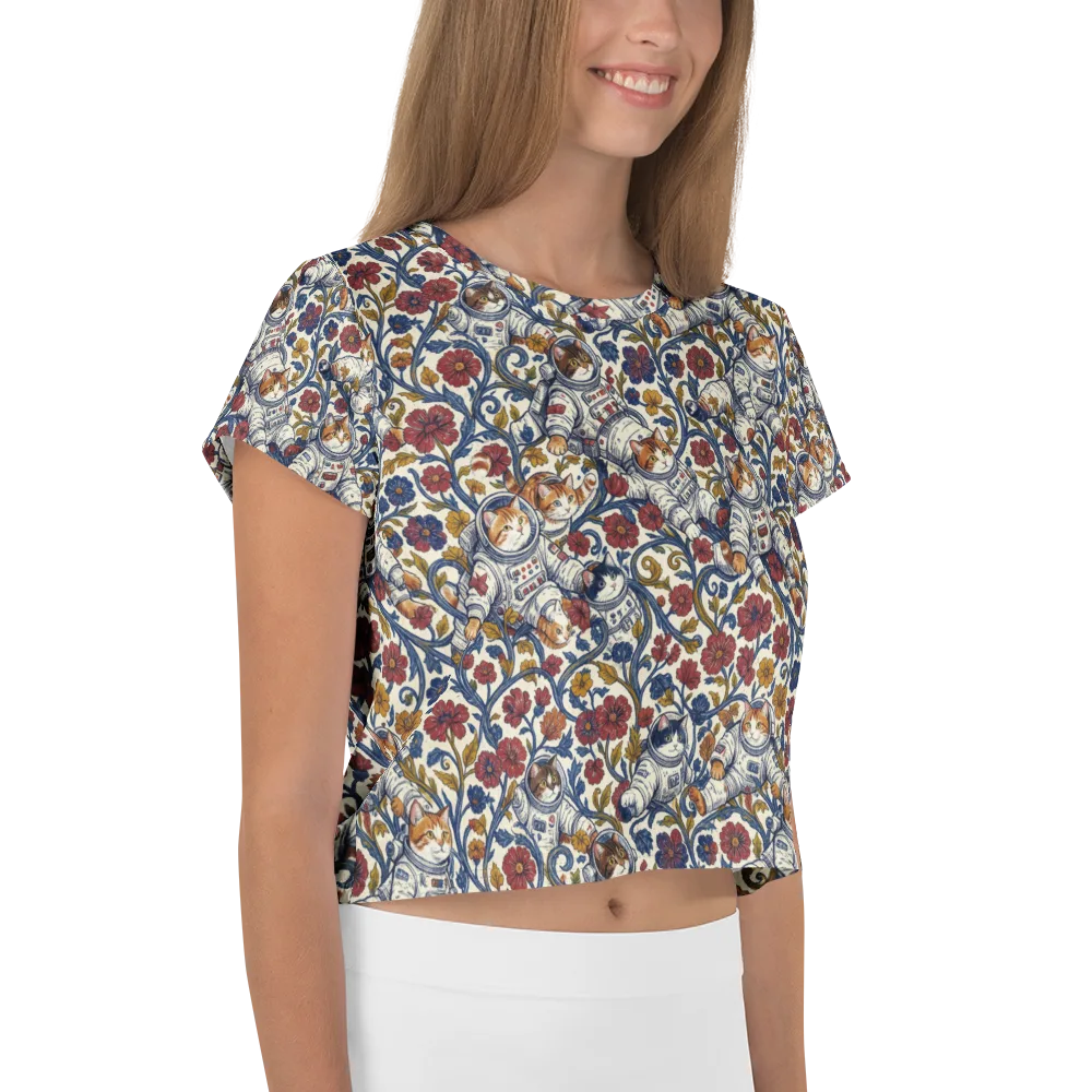 Cosmic Cat Garden on Crop Tee — Right