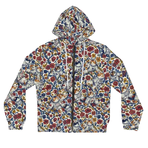 Cosmic Cat Garden on a Women's Full-Zip Hoodie