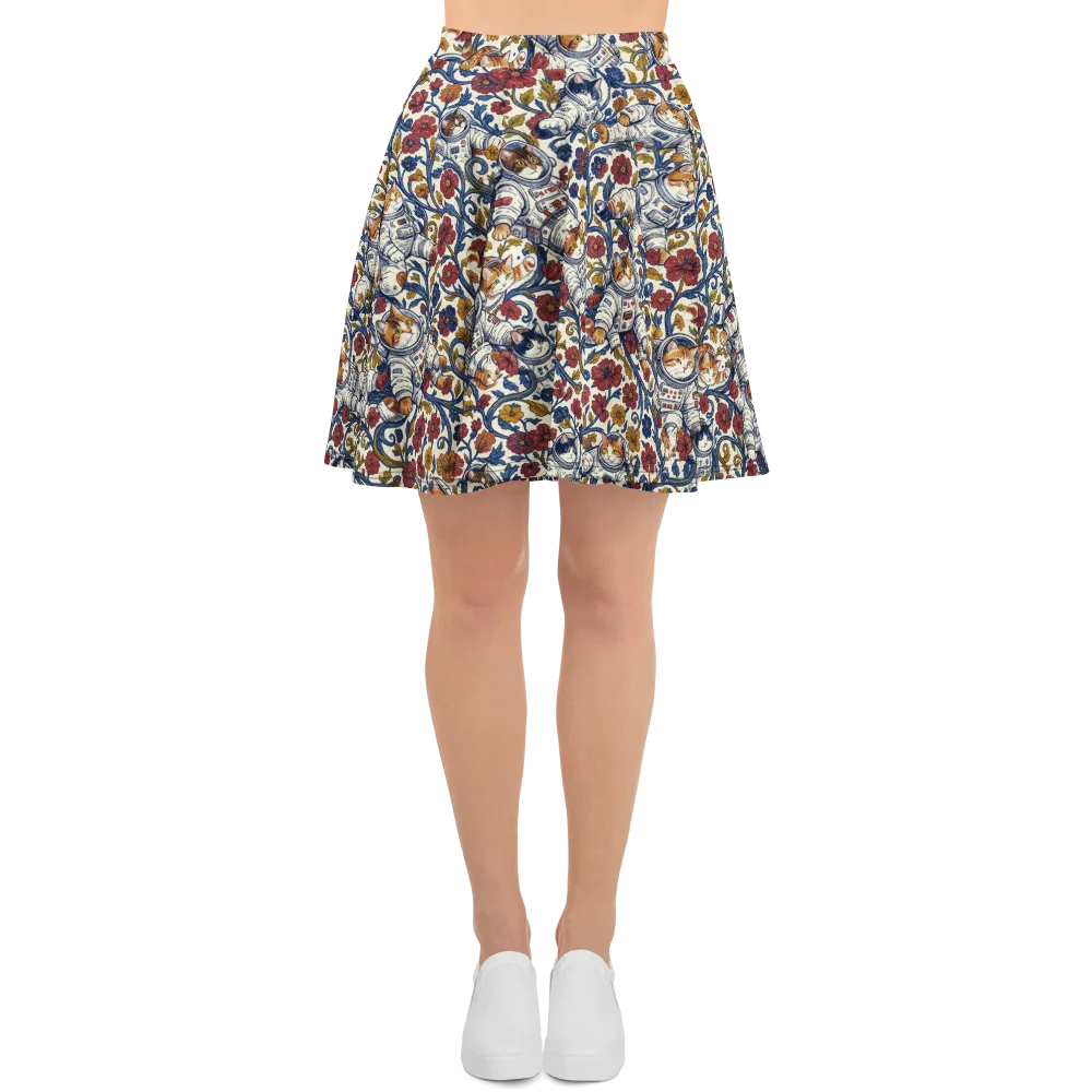 Cosmic Cat Garden on Skater Skirt — Front
