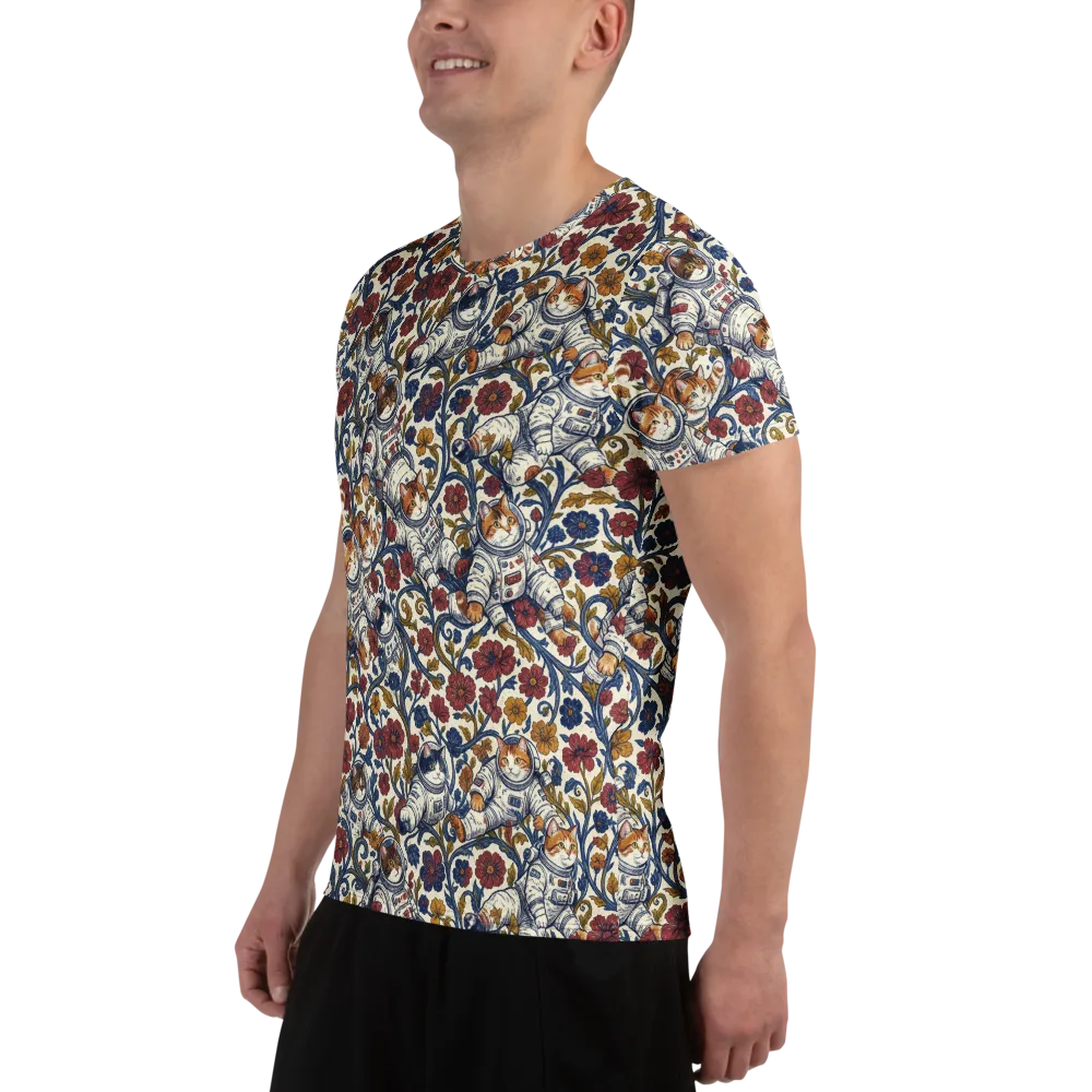 Cosmic Cat Garden on Men's Athletic T-Shirt — Left