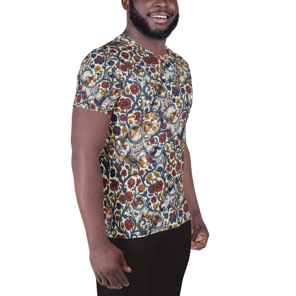 Cosmic Cat Garden on Men's Athletic T-Shirt — Right