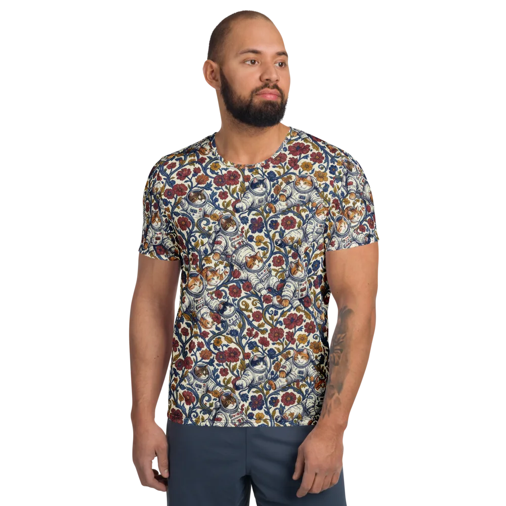Cosmic Cat Garden on Men's Athletic T-Shirt — Front