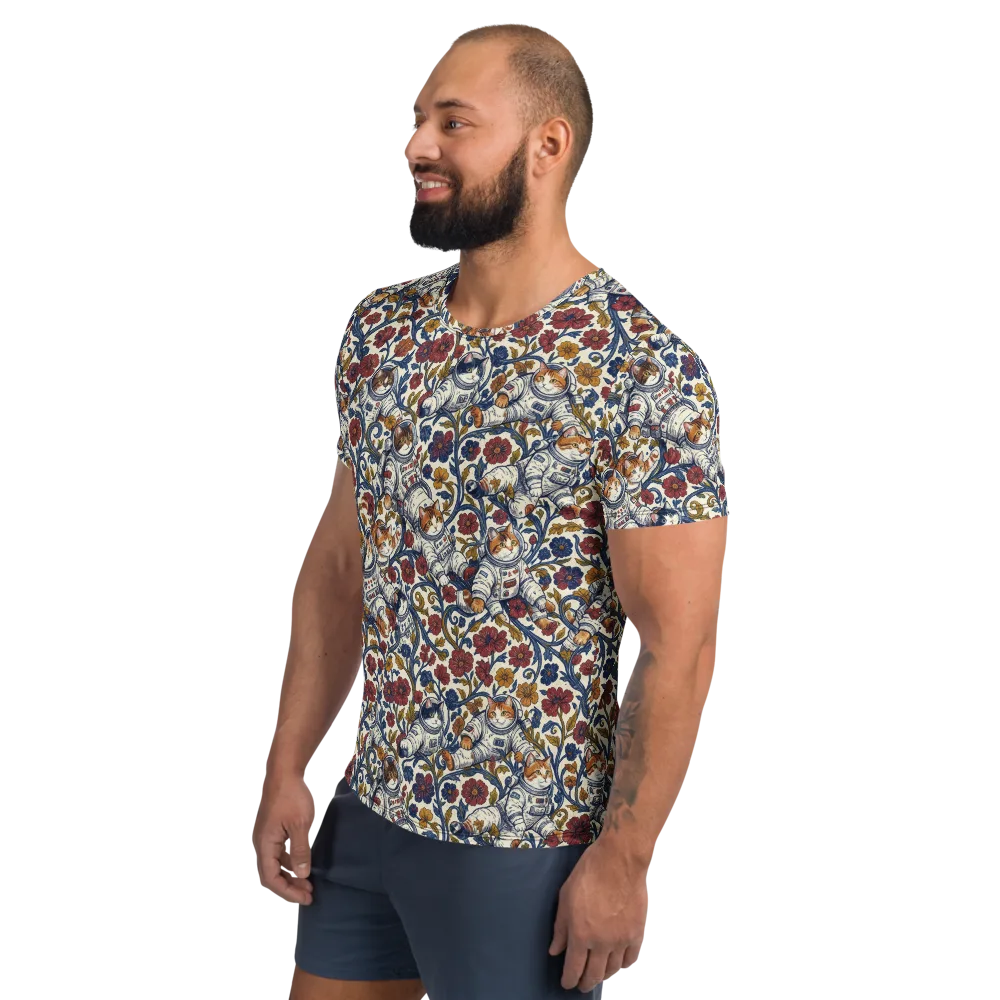 Cosmic Cat Garden on Men's Athletic T-Shirt — Left
