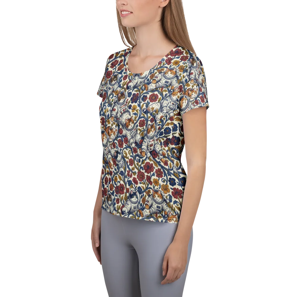 Cosmic Cat Garden on Women's Athletic T-Shirt — Left