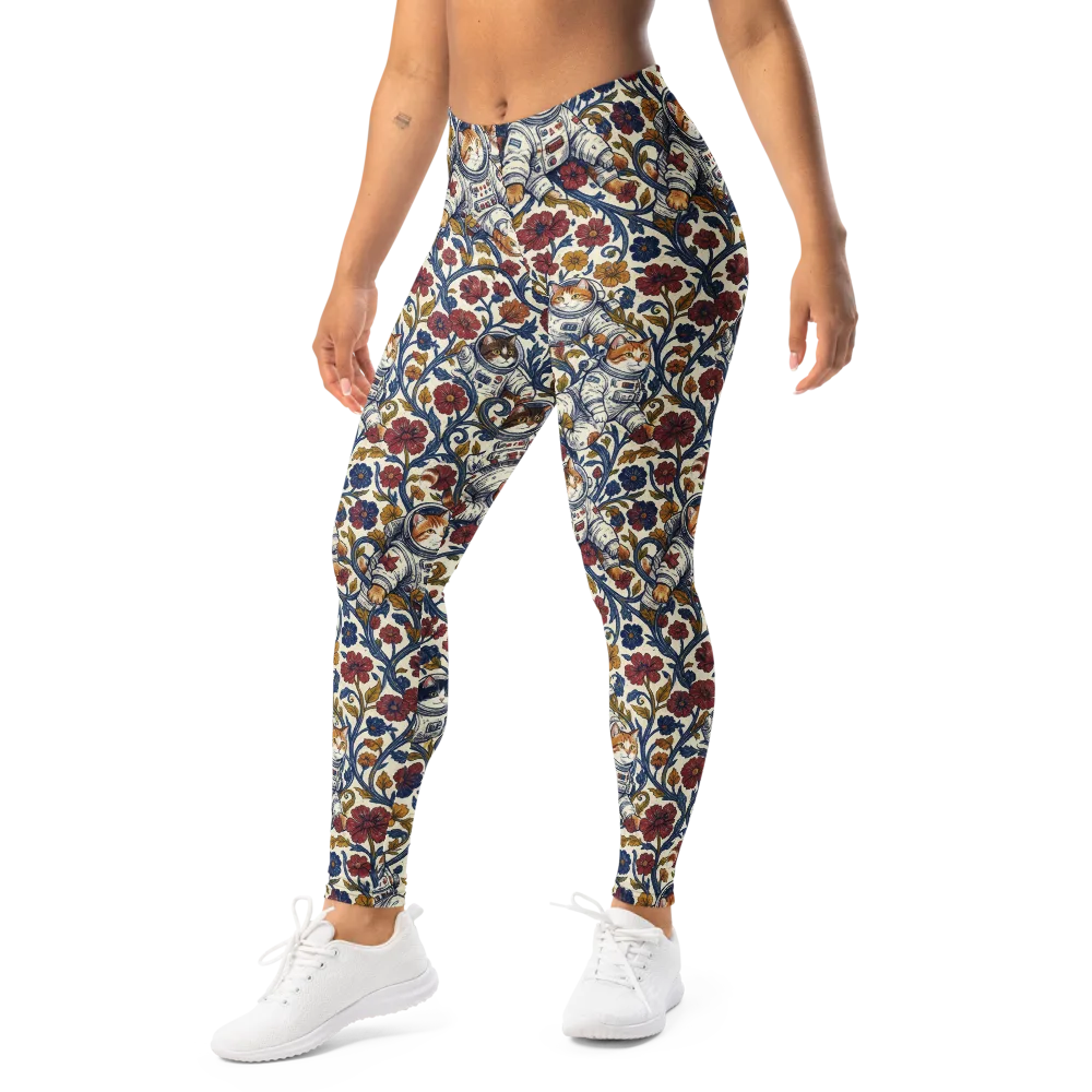 Cosmic Cat Garden on Leggings — Left Front