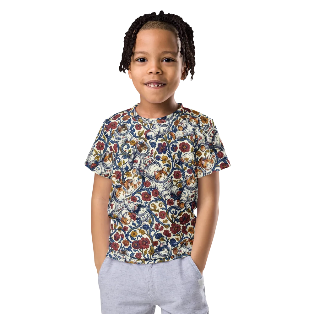 Cosmic Cat Garden on Kids Crew Neck T-Shirt — Front