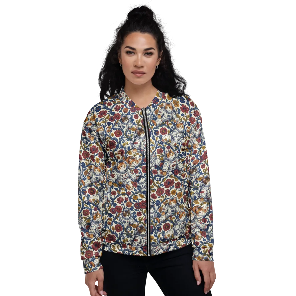 Cosmic Cat Garden on Bomber Jacket — Front