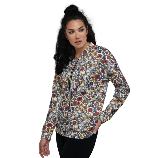 Cosmic Cat Garden on a Bomber Jacket