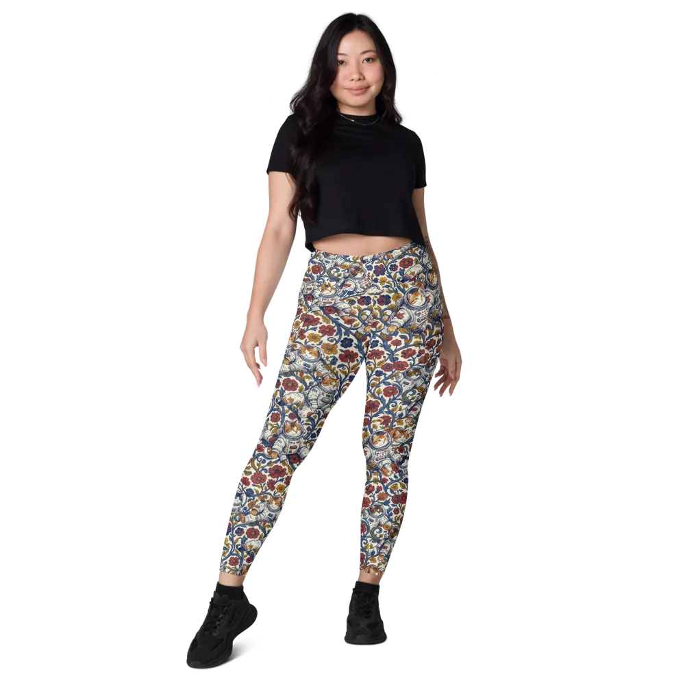 Cosmic Cat Garden on Leggings with Pockets — Front