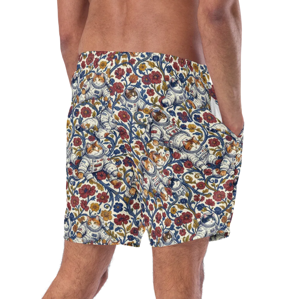 Cosmic Cat Garden on Swim Trunks — Right Back