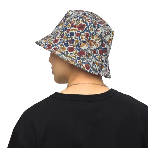 Cosmic Cat Garden on a Reversible Bucket Hat