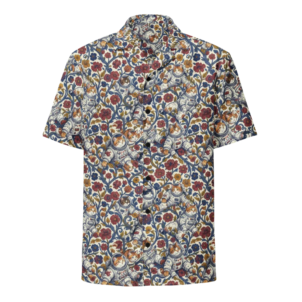 Cosmic Cat Garden on Button Shirt — Front