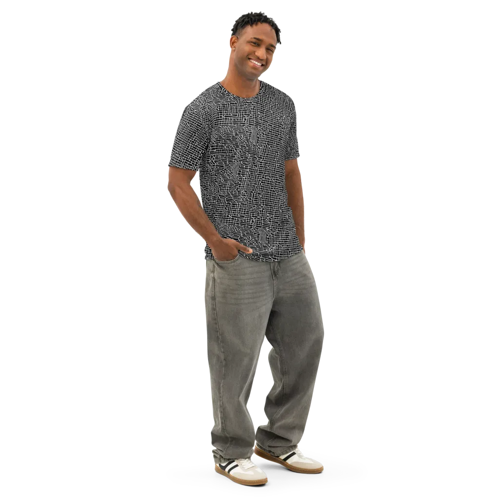 Ink Weave on Men's Cotton Crew Neck T-Shirt — Right Front