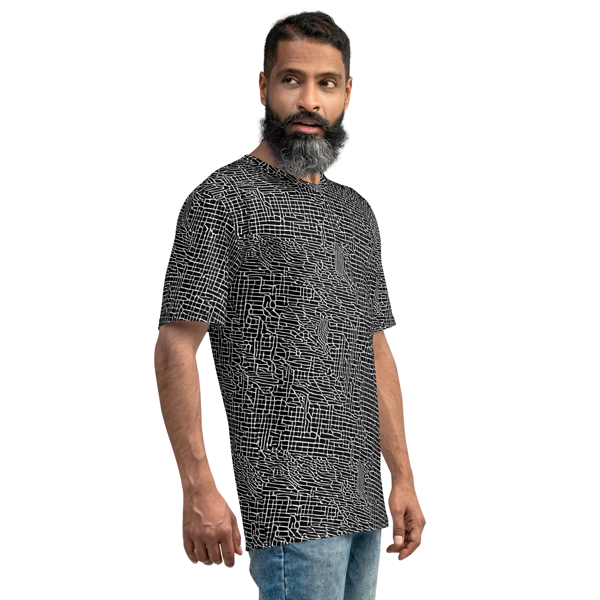Ink Weave on Men's Crew Neck T-Shirt — Right
