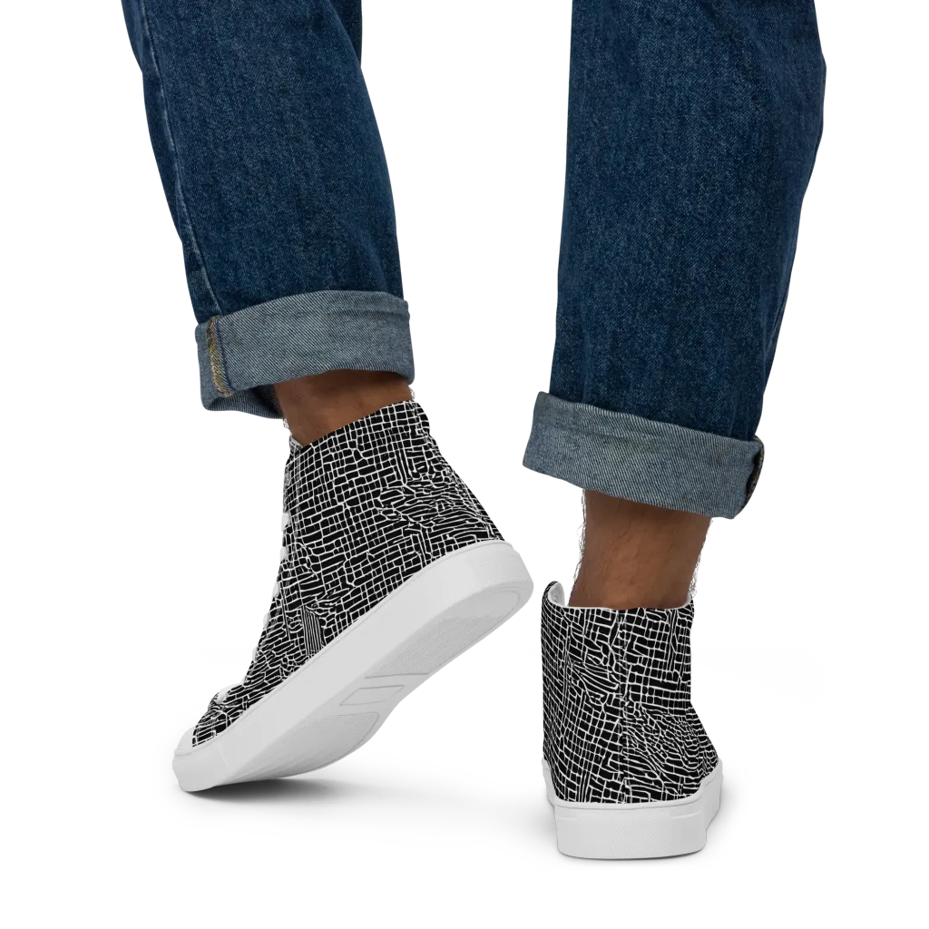 Ink Weave on Men's High Top Canvas Shoes — Back