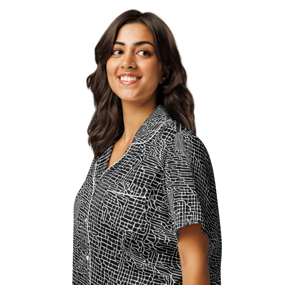 Ink Weave on Women's Short Sleeve Pajama Top — Left Front