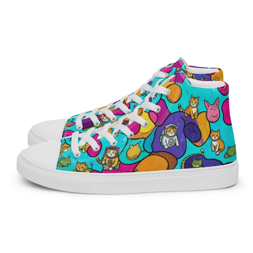 Starship Whiskers on Men's High Top Canvas Shoes — Left