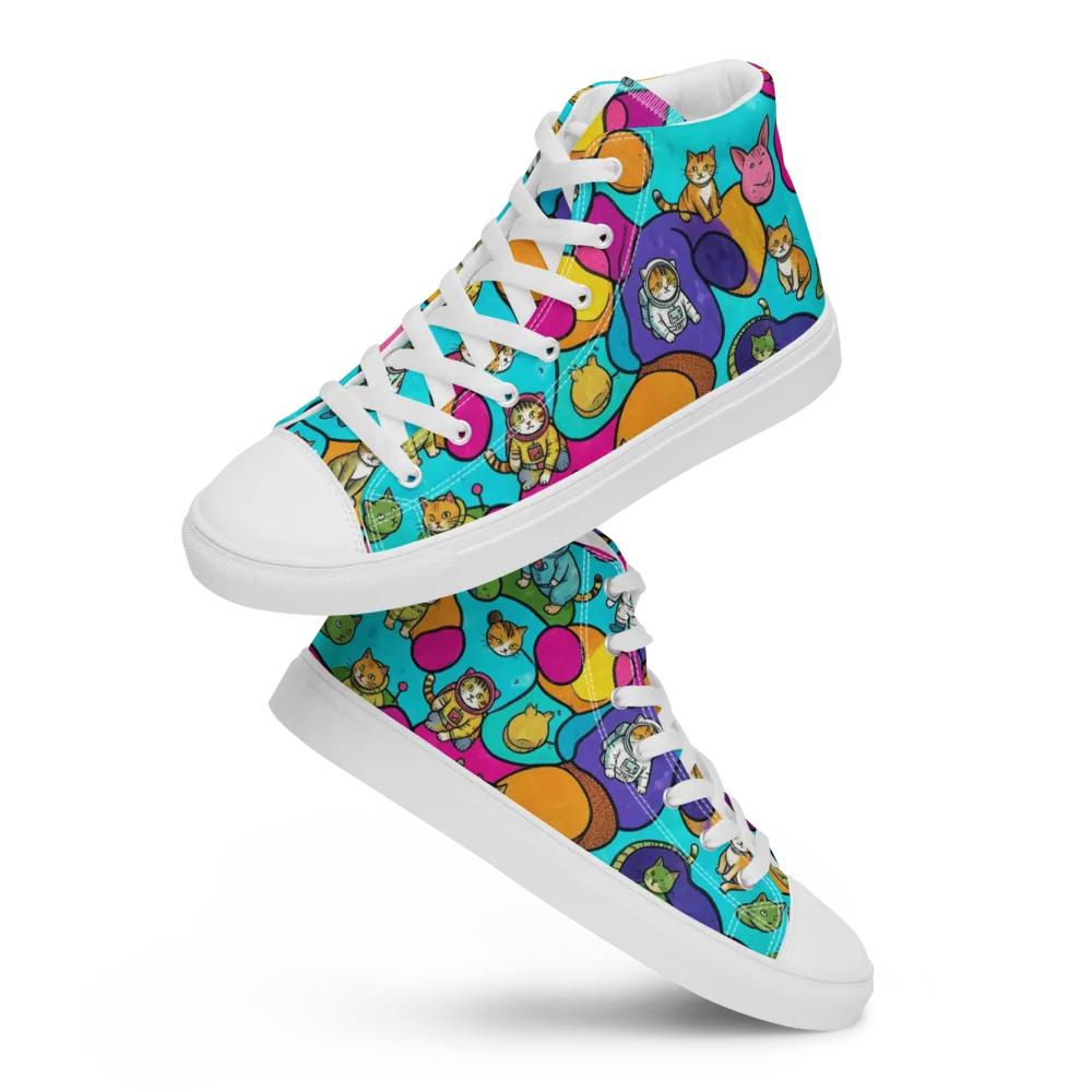 Starship Whiskers on Men's High Top Canvas Shoes — Front
