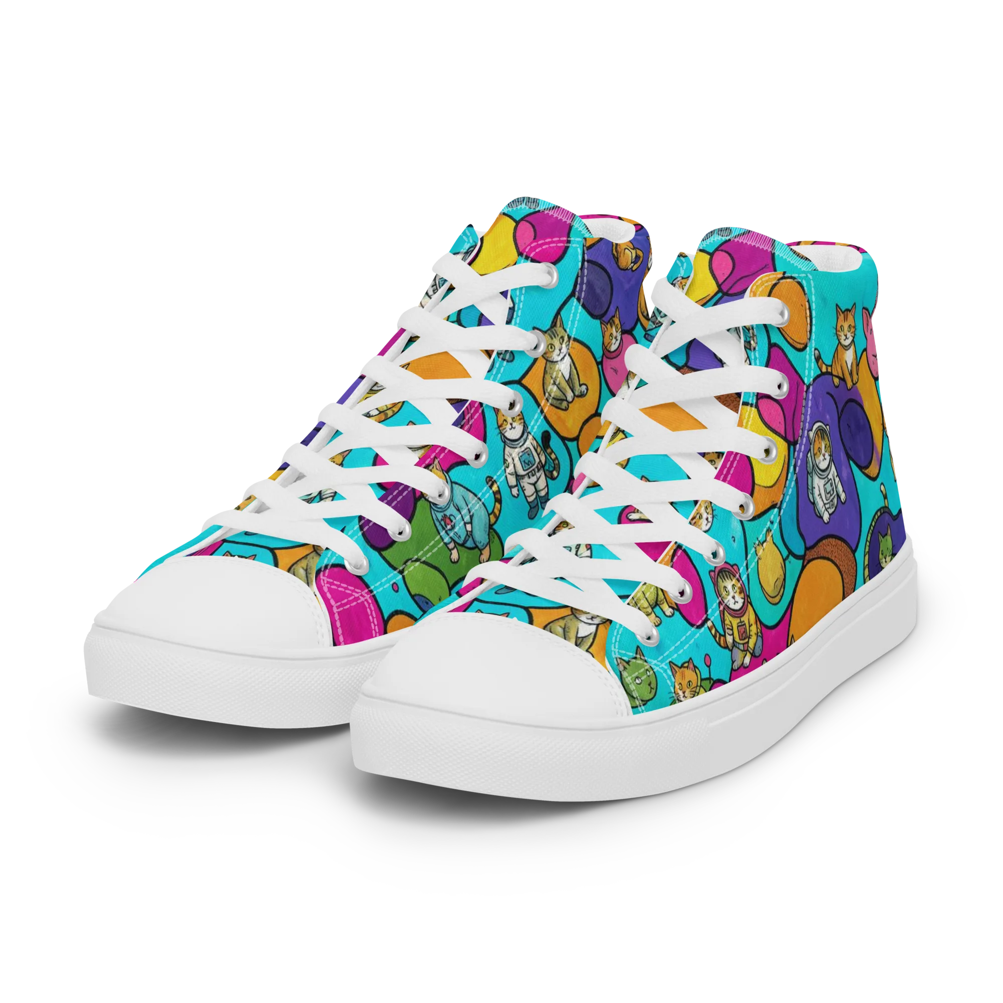 Starship Whiskers on Women's High Top Canvas Shoes — Left Front