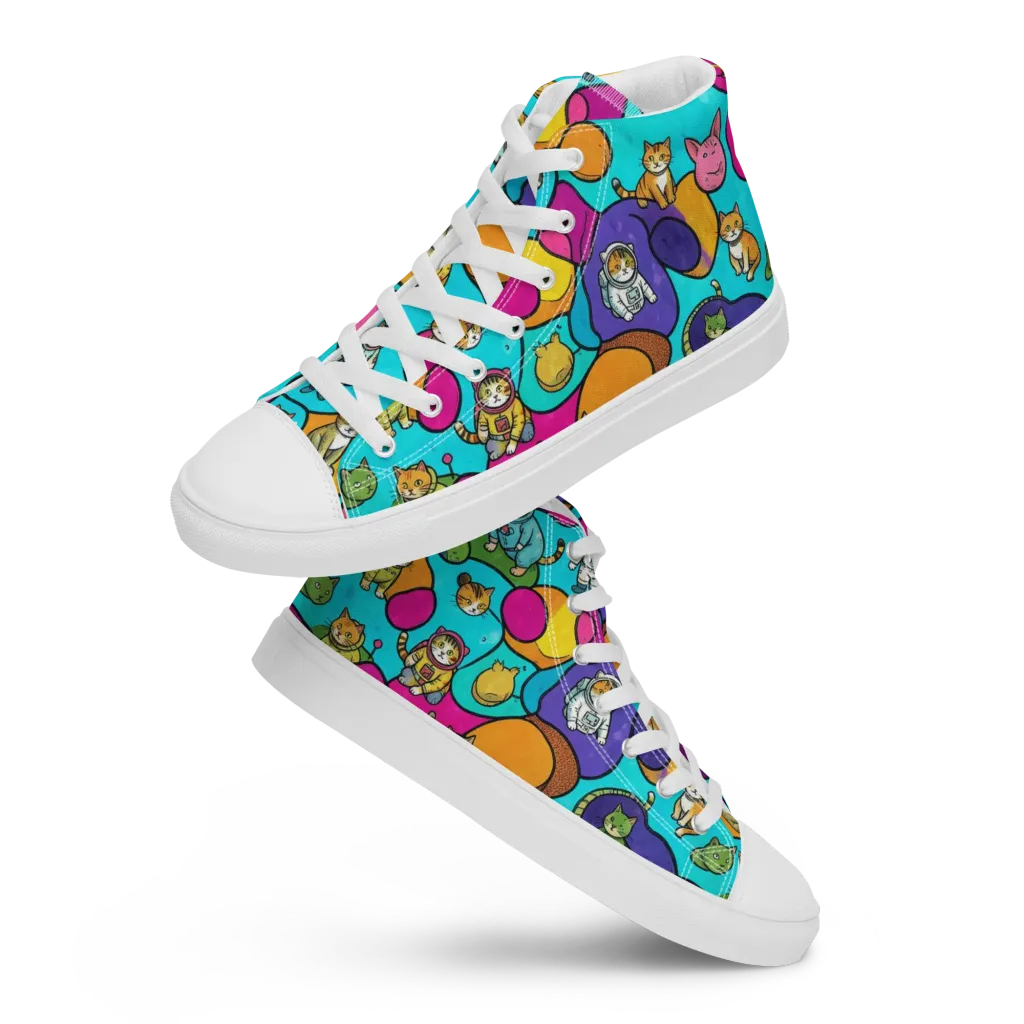 Starship Whiskers on Women's High Top Canvas Shoes — Front
