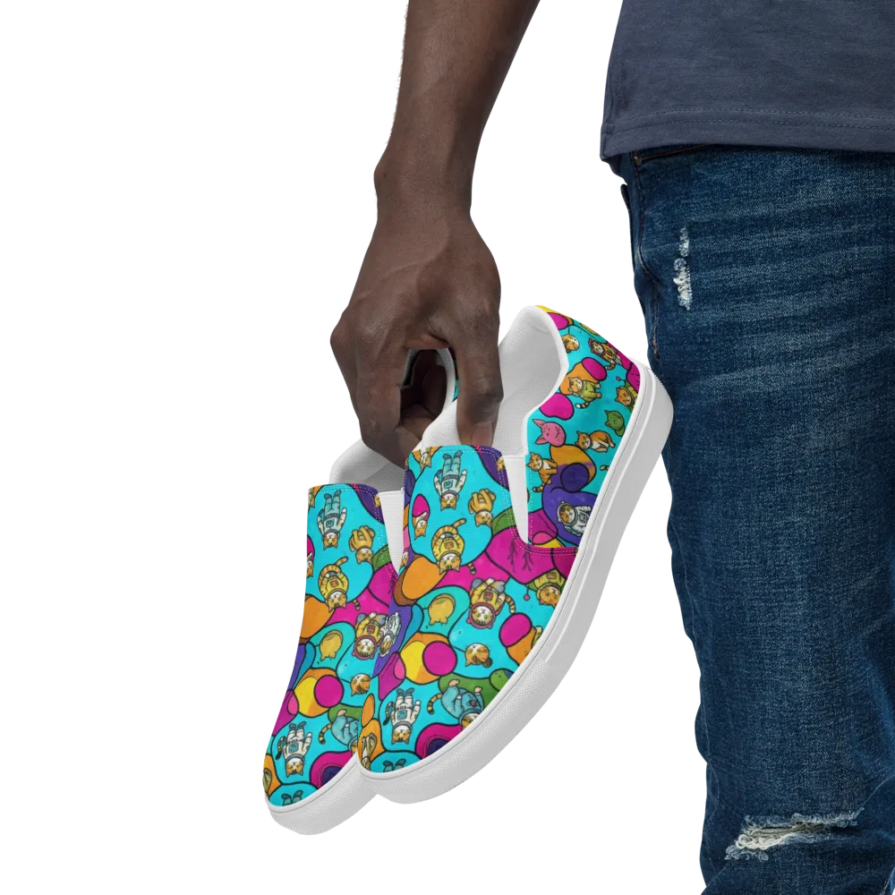 Starship Whiskers on Men's Slip-On Canvas Shoes — Left Front
