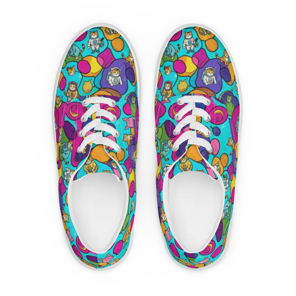 Starship Whiskers on Men's Lace-Up Canvas Shoes — Front