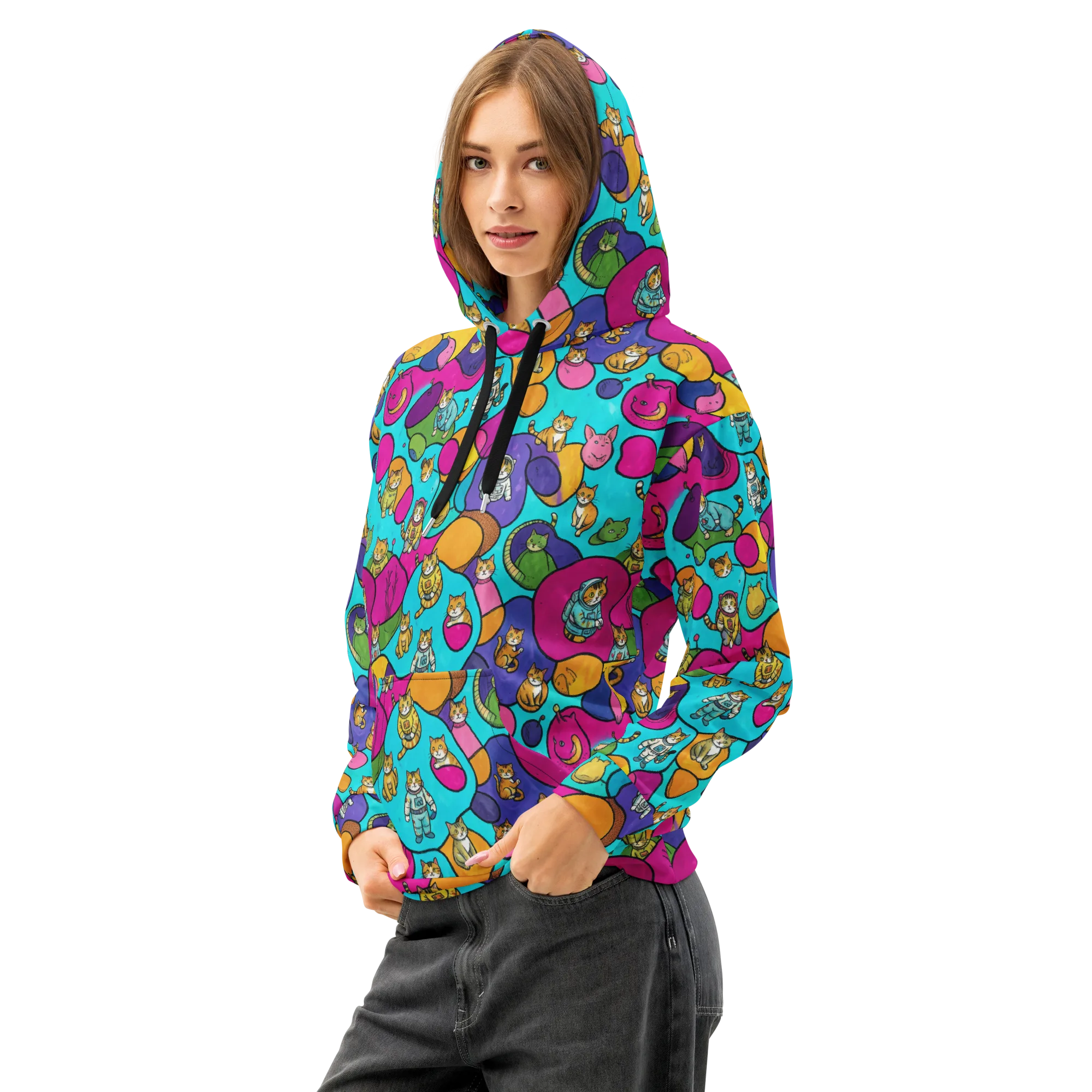 Starship Whiskers on Cotton Hoodie — Left Front