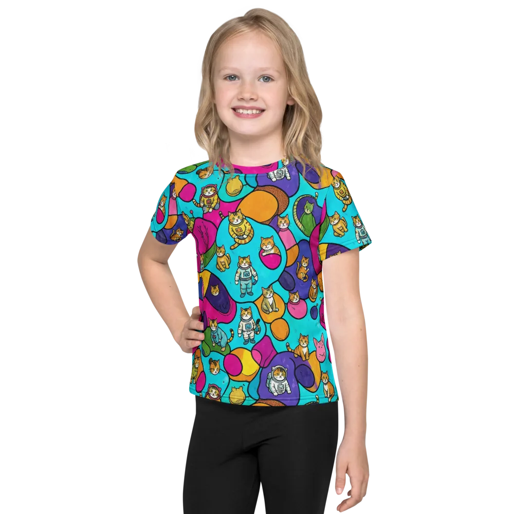 Starship Whiskers on Kids Crew Neck T-Shirt — Front