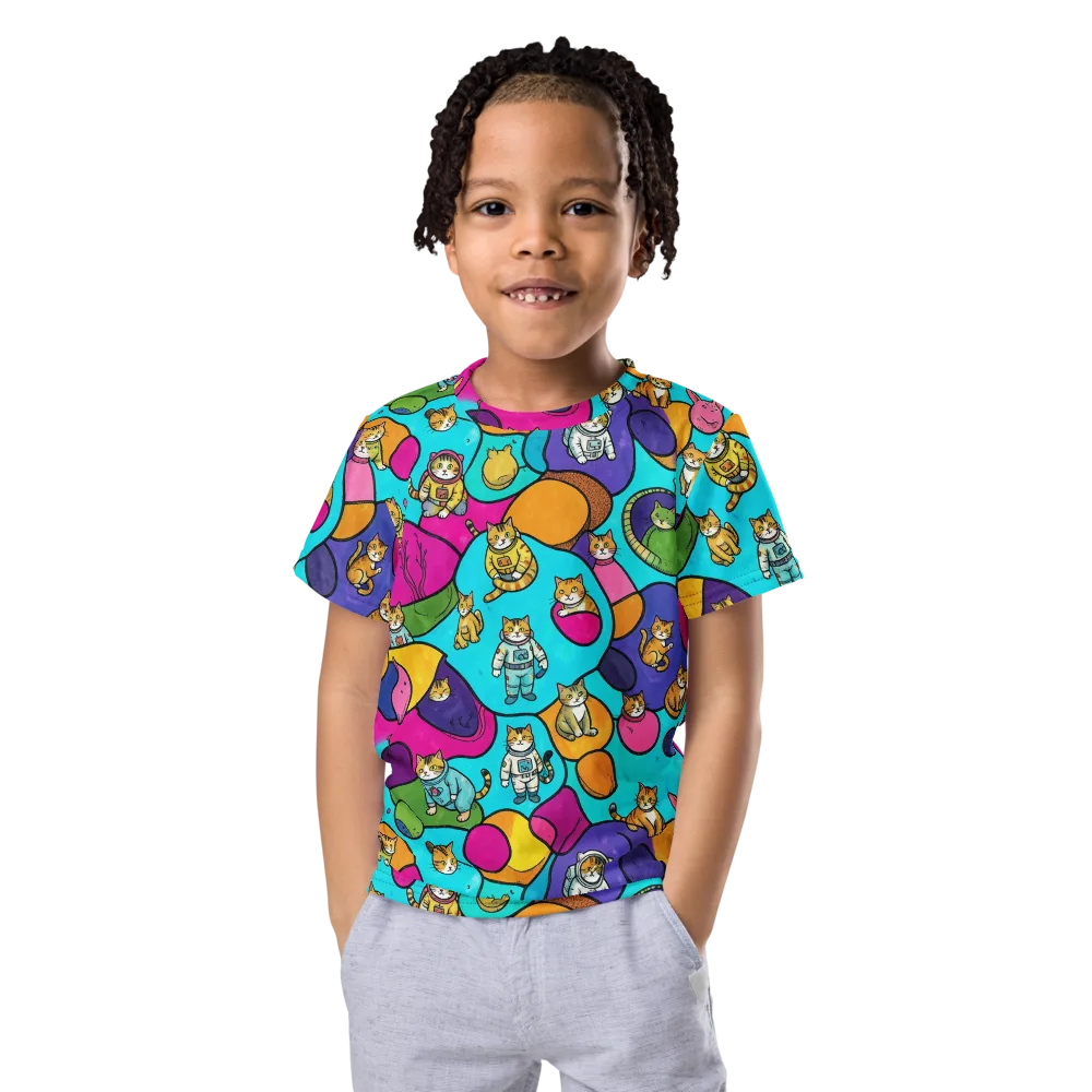 Starship Whiskers on Kids Crew Neck T-Shirt — Front