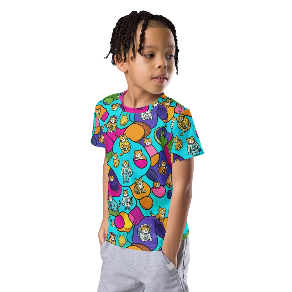 Starship Whiskers on Kids Crew Neck T-Shirt — Left Front