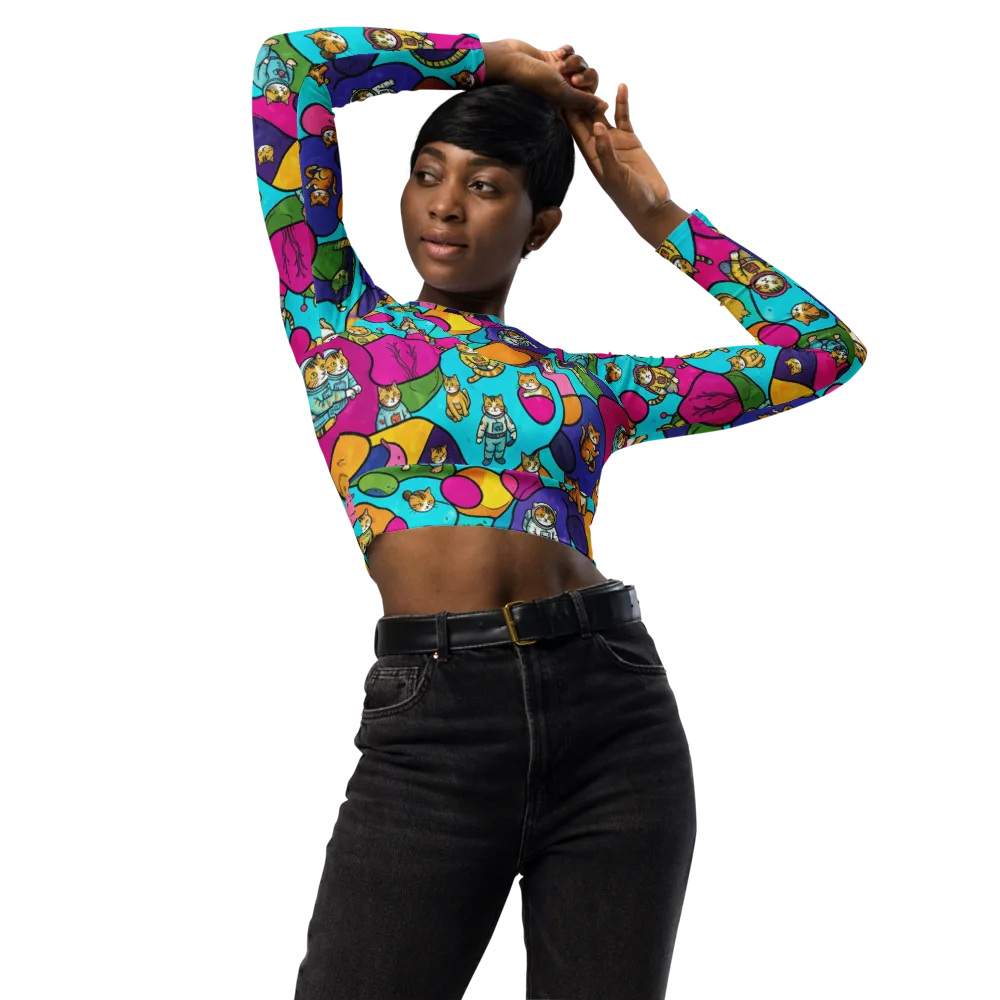 Starship Whiskers on Long Sleeve Crop Top — Front